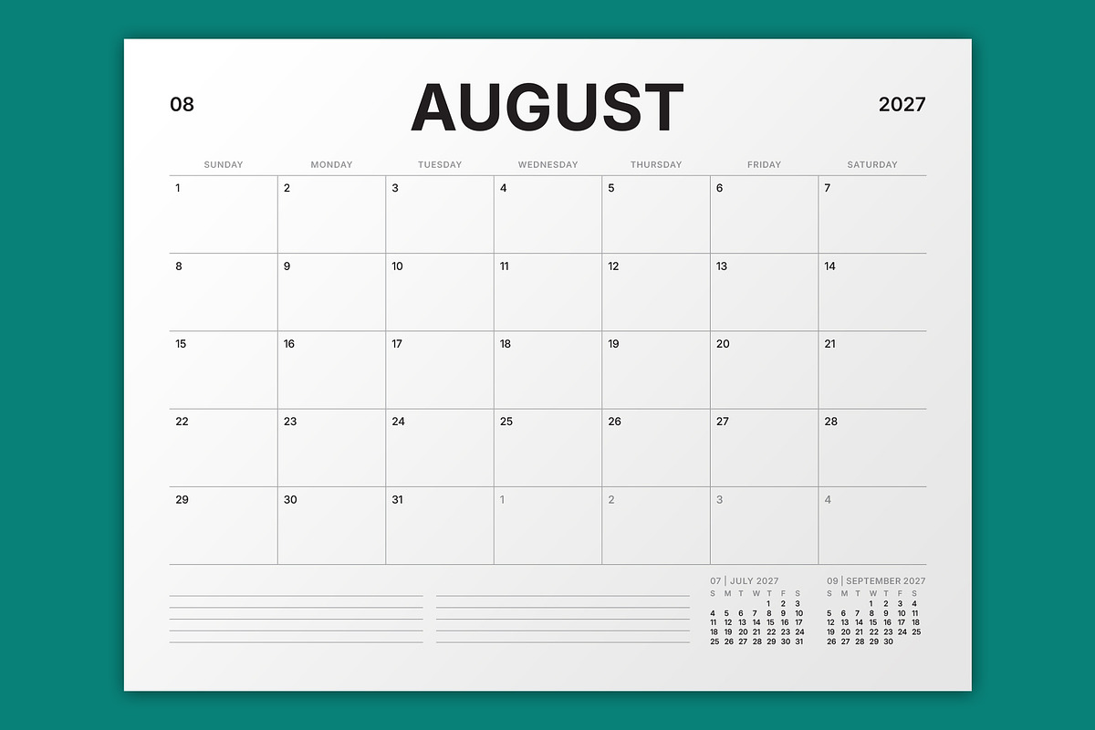 2027 Monthly Planner (MP050-2-27-L), a Stationery Template by mikhailmorosin (Photo 5 of 8)