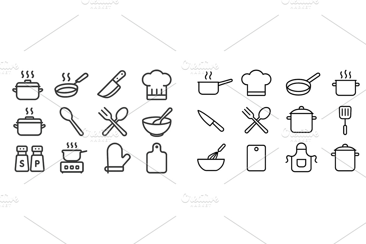 Kitchen utensils and cooking symbols, a Food Illustration by ZinetroN