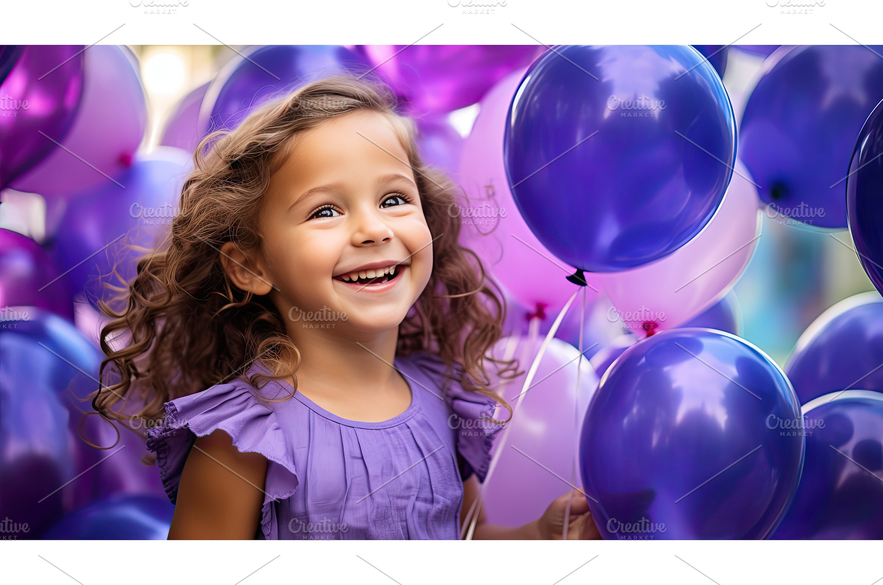girl purple balloons ai generated, a Person Photo by pikepicture