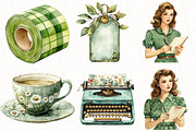 Watercolor Green Planner Clipart, an Illustration by OK Design (Thumbnail 4 of 5)