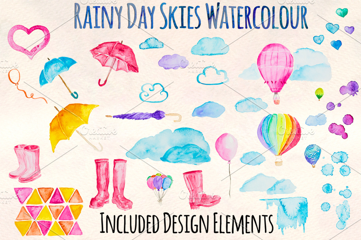 Rainy Sky Element Pack 80+ Graphics!, an Illustration by Violet LeBeaux (Photo 2 of 5)