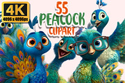 Peacock Clipart PNG Bundle, a Graphic by M9 Design (Thumbnail 1 of 9)
