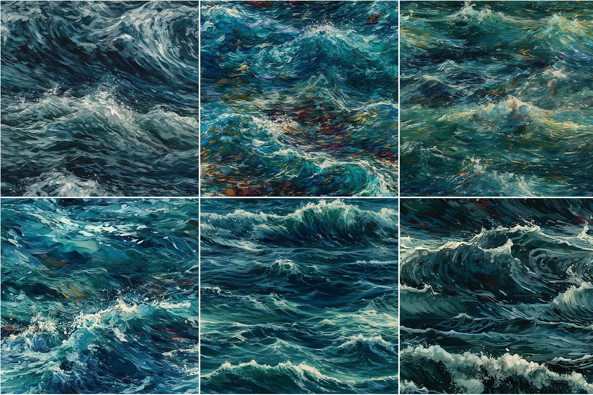 Aquatica - Ocean Oil paintings, a Pattern Graphic by Pixel Perfect Patterns (Photo 8 of 9)