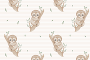Baby Sloth – Patterns & Clipart, a Pattern Graphic by tetiartline (Thumbnail 4 of 7)