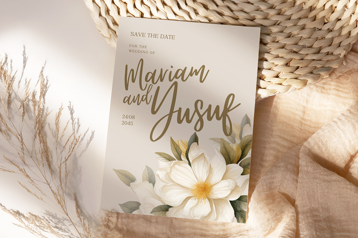 Floral Wedding Invitation Card Canva, an Invitation Template by kin9candra (Photo 2 of 8)