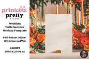 Bold Floral Table Number Mockup, a Product Mockup by Printable Pretty Studio (Thumbnail 1 of 10)