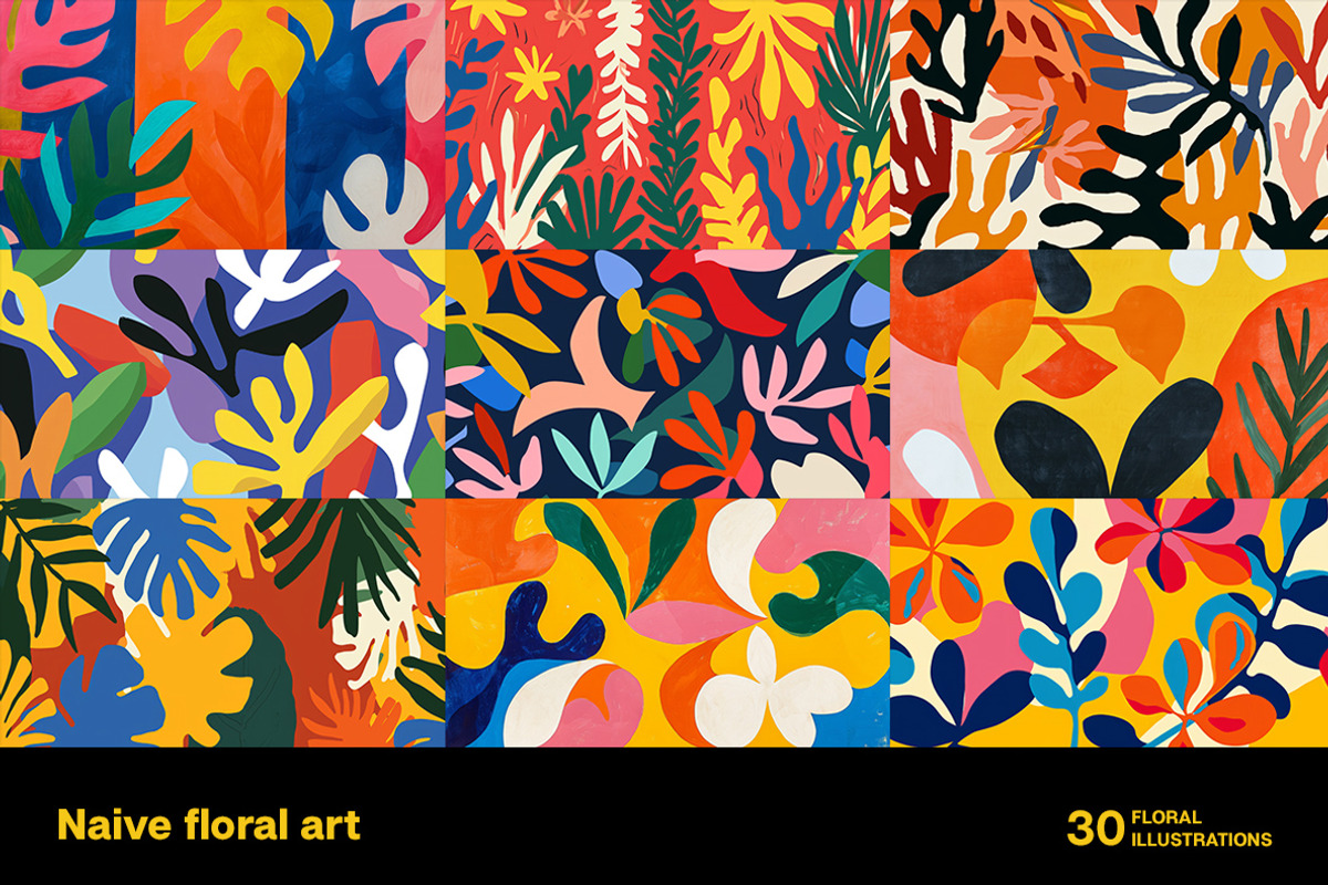 Naive floral art. 30 images, a Decorative Illustration by Handmadefont (Photo 6 of 10)