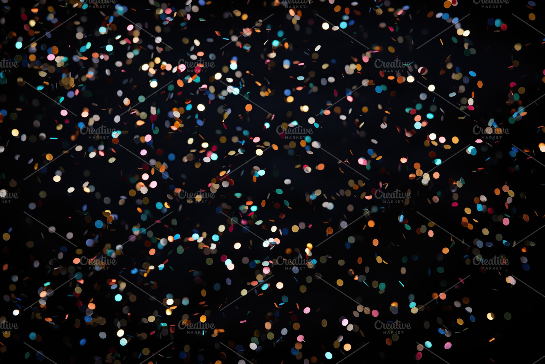 Colorful falling confetti on black background, a Background Photo by AlyaAnd