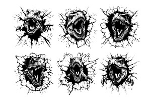 Tyrannosaurus concepts black ink, an Illustration by Valerie Bodnar