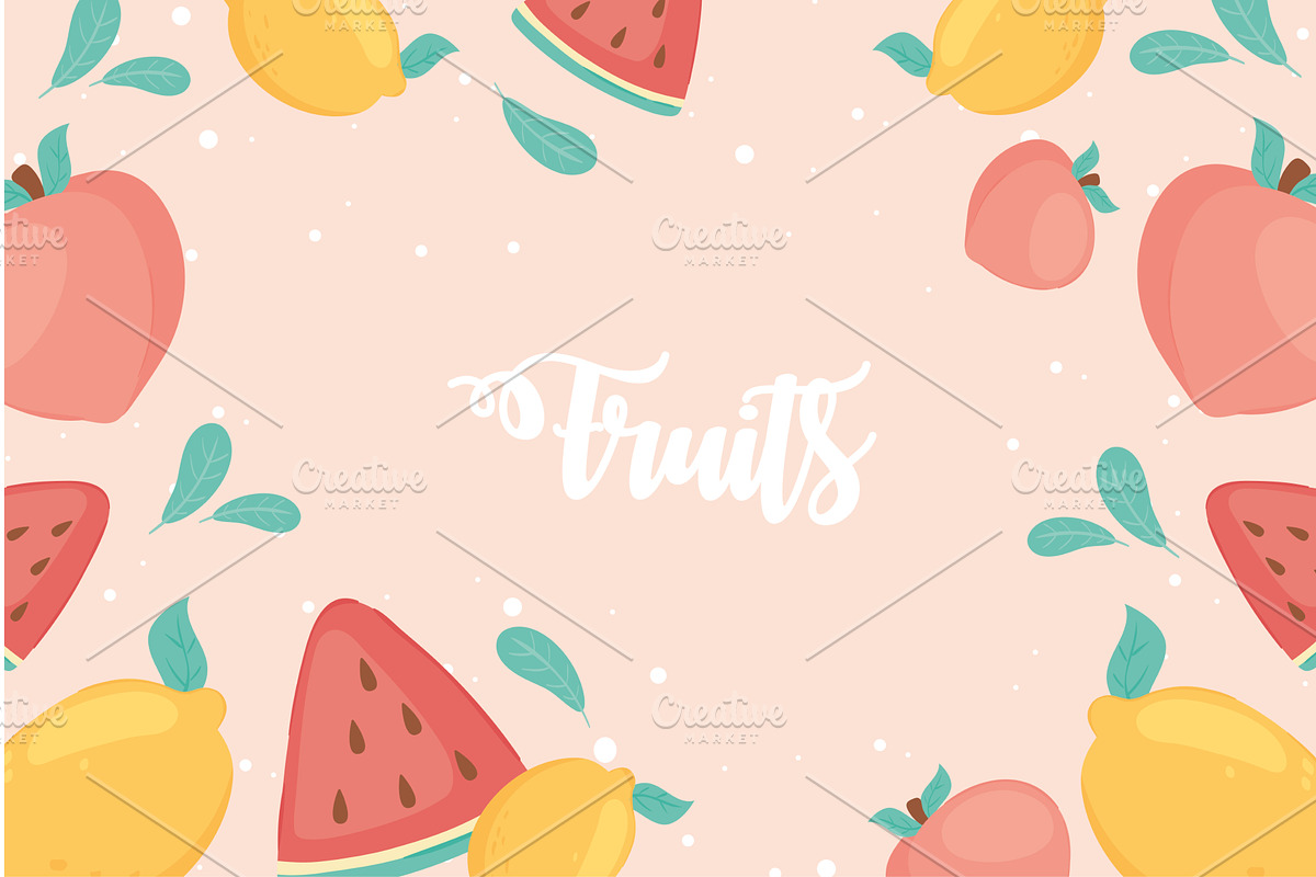 fruits banner style, a Food Illustration by studiogstock