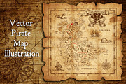 Vector Pirate Treasure Map, an Illustration by Pingebat (Thumbnail 1 of 4)