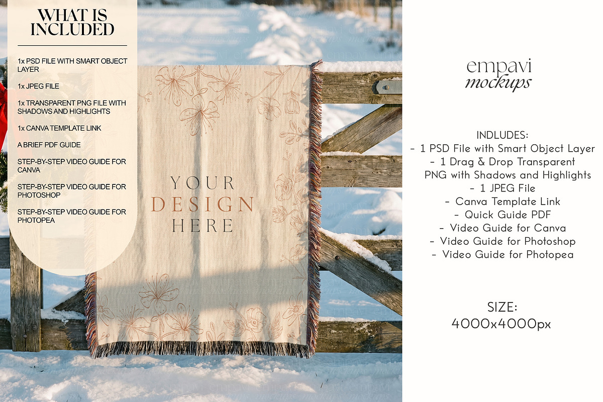 Woven Blanket Mockup, a Household Mockup by EmpaviMockups (Photo 2 of 7)