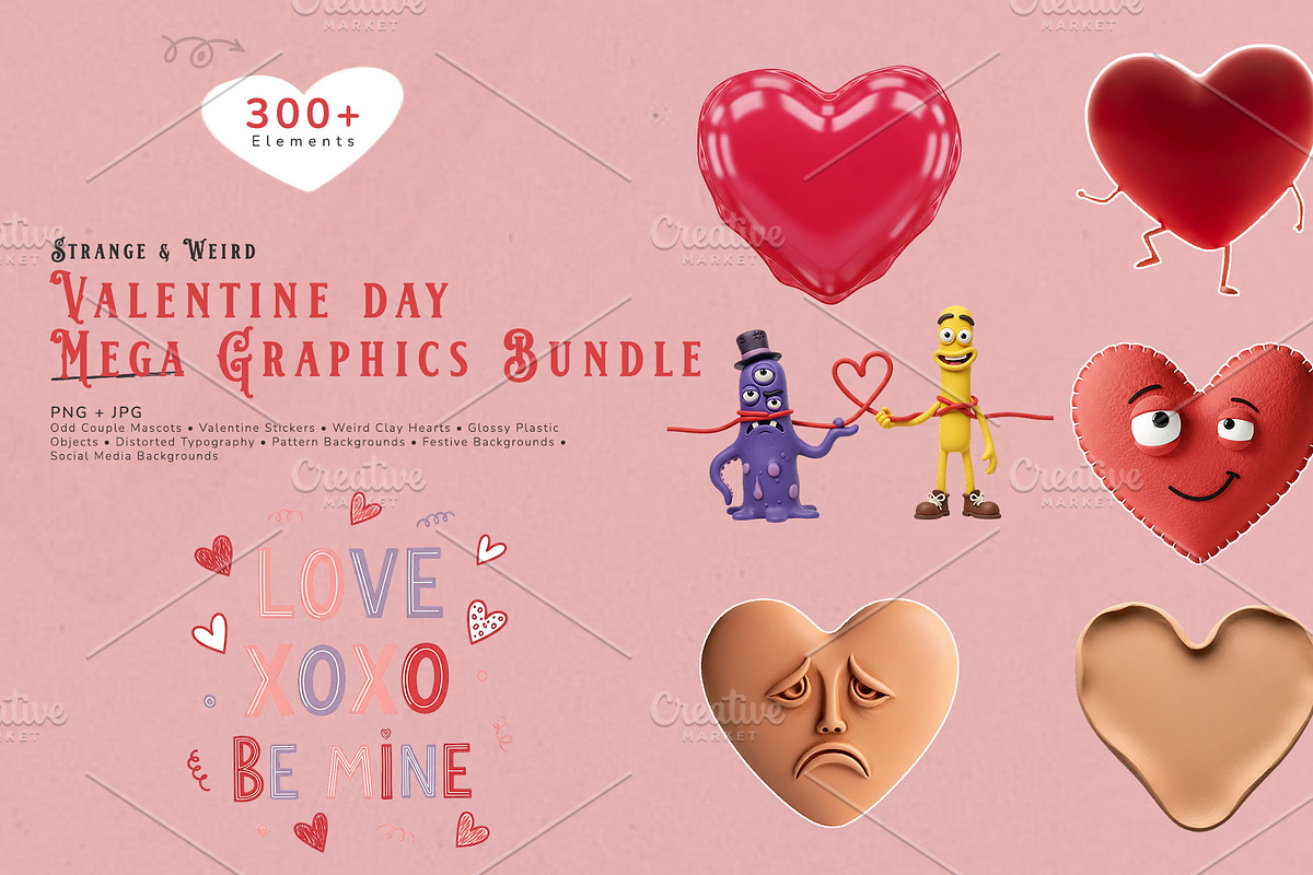 Strange & Weird Valentine Bundle, an Object Graphic by Shahjahangdb1 (Photo 1 of 17)