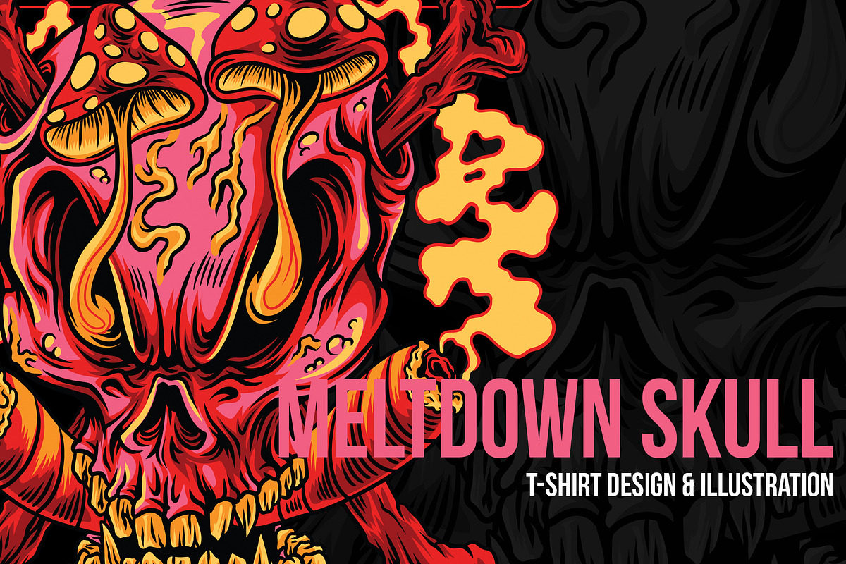 Meltdown Skull Illustration Template, an Object Illustration by badsyxn (Photo 1 of 5)