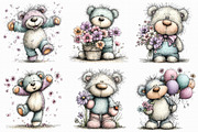 Whimsical Spring Teddy Bear Clipart, an Illustration by Libby Wishes (Thumbnail 2 of 8)