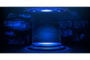 Futuristic hologram tech podium -, a Technology Illustration by art PVP - market