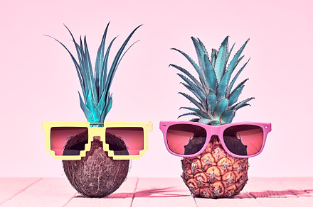 Tropical pineapple and coconut two containing pineapple, coconut, and tropical