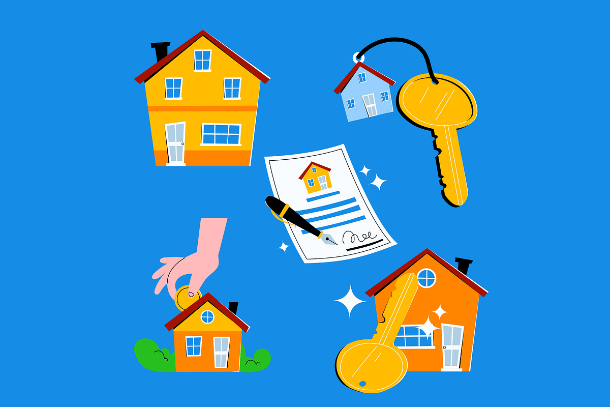 Flat Property Asset Illustration, an Illustration by graphicook