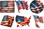 Watercolor American Flag Clipart, an Illustration by OK Design (Thumbnail 4 of 5)
