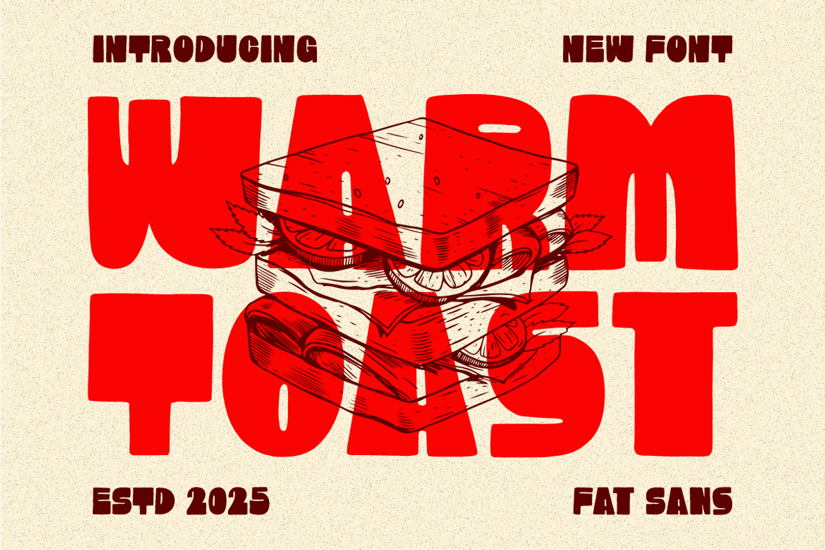 Warm Toast Playful Fat Sans, a Font by PutraCetol Studio (Photo 1 of 5)