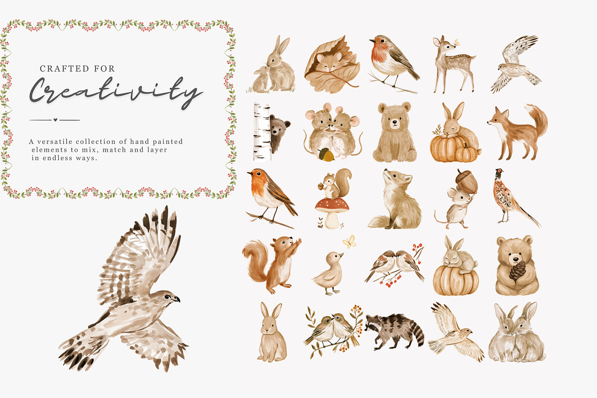 whimsical woodland clipart set, a Decorative Illustration by Patishop Art (Photo 11 of 15)