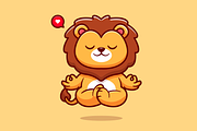 Cute Lion Meditation Yoga Cartoon, an Animal Illustration by Catalyst Labs (Thumbnail 2 of 3)