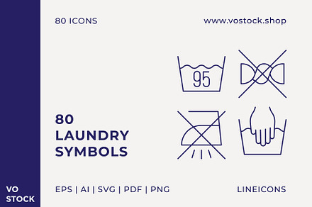 80 Care Laundry Symbols