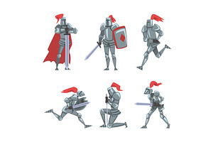 Armored Knights as Medieval Warrior, a Person Illustration by TopVectors