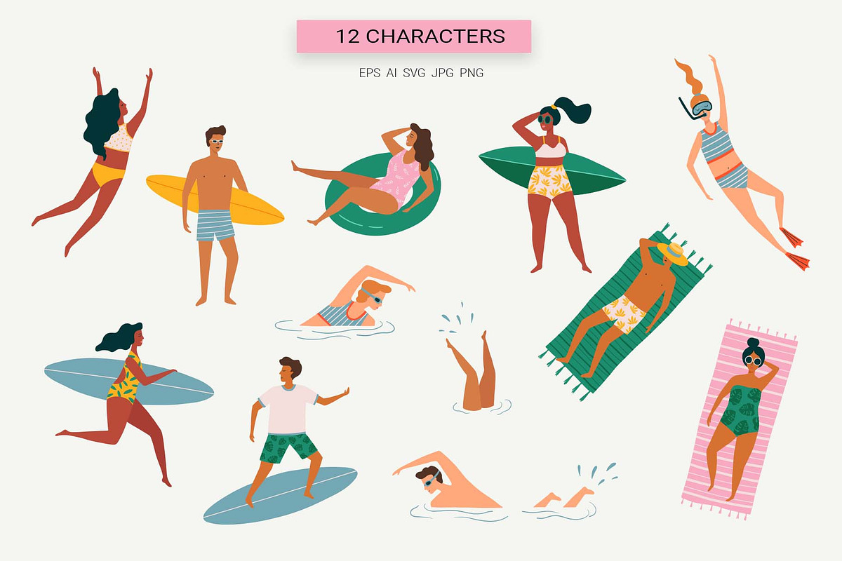 Summer Beach Clipart & Patterns Set, a Seasonal Illustration by Irina Ostapenko (Photo 3 of 10)
