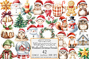 Woodland Christmas Animals Clipart, a Seasonal Illustration by Design Market (Thumbnail 1 of 4)