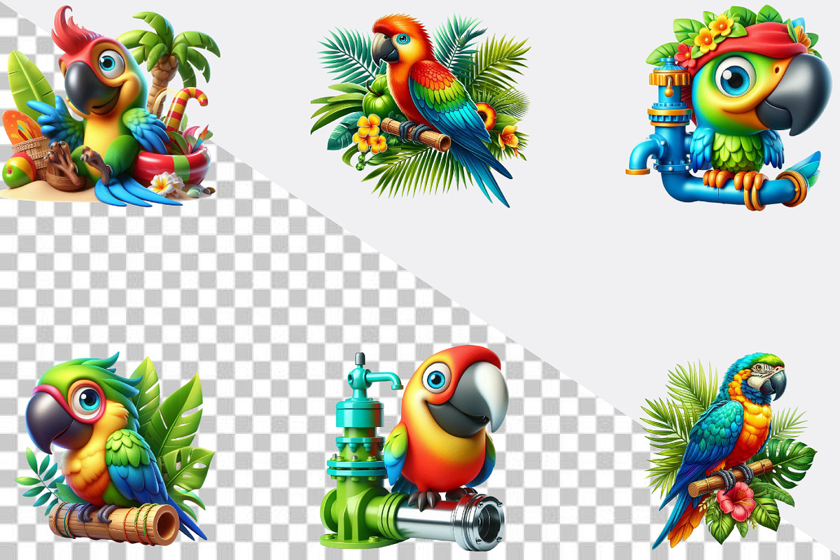 Watercolor Tropical Parrot Clipart, an Illustration by SVGArt (Photo 7 of 7)