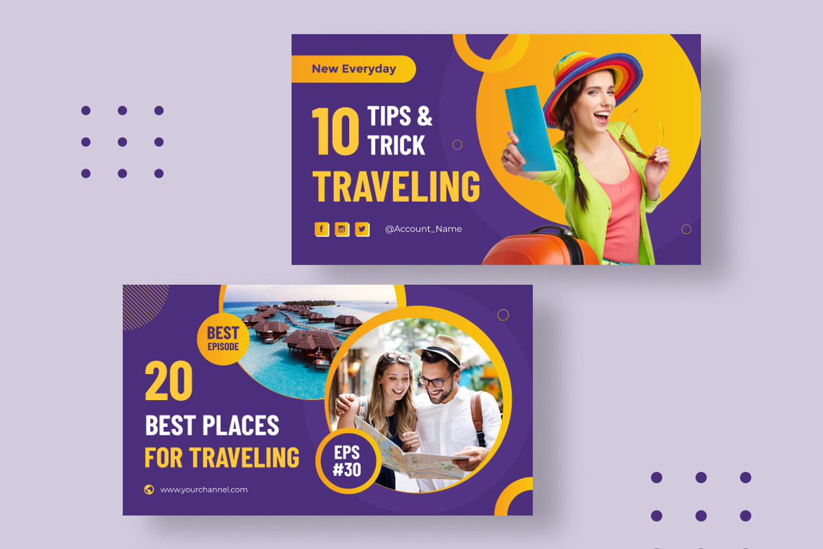 Travel Youtube Thumbnail, a Social Media Template by Formatika Studio (Photo 2 of 3)