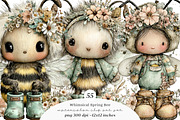 Whimsical spring bee clipart, an Illustration by SinaCreation (Thumbnail 1 of 11)