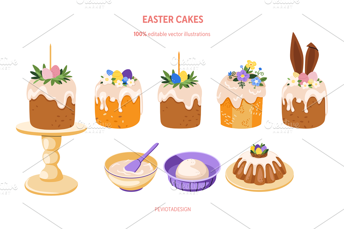 Happy Easter day vector collection, a Decorative Illustration by Peviotadesign (Photo 5 of 14)