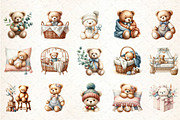 Nursery Teddy Bear Boho Clipart, an Illustration by DreamCafeArt (Thumbnail 2 of 5)