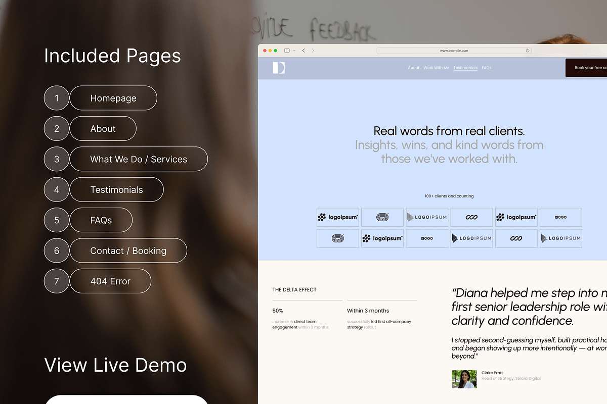 Coaching/Consulting Website Template, a Squarespace Template by WebInAWeek (Photo 2 of 7)
