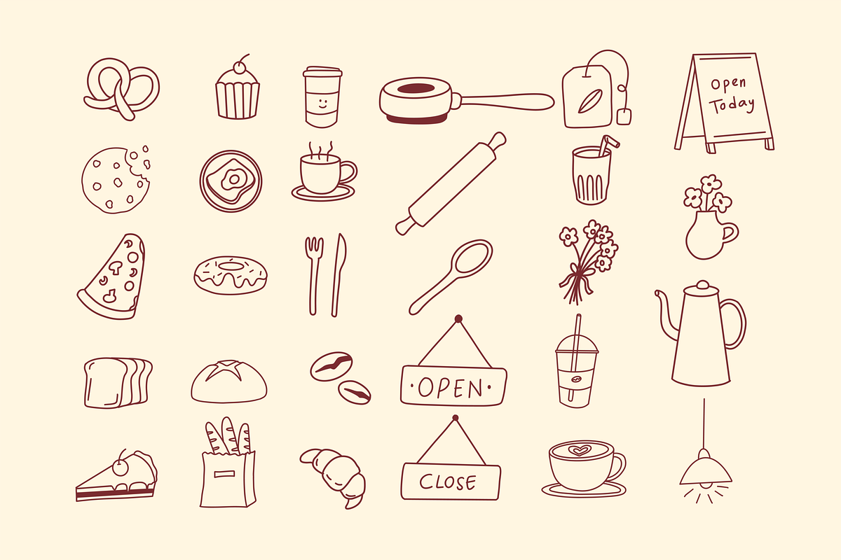 Cafe Doodle Illustration, a Food Illustration by HunEyy (Photo 2 of 7)