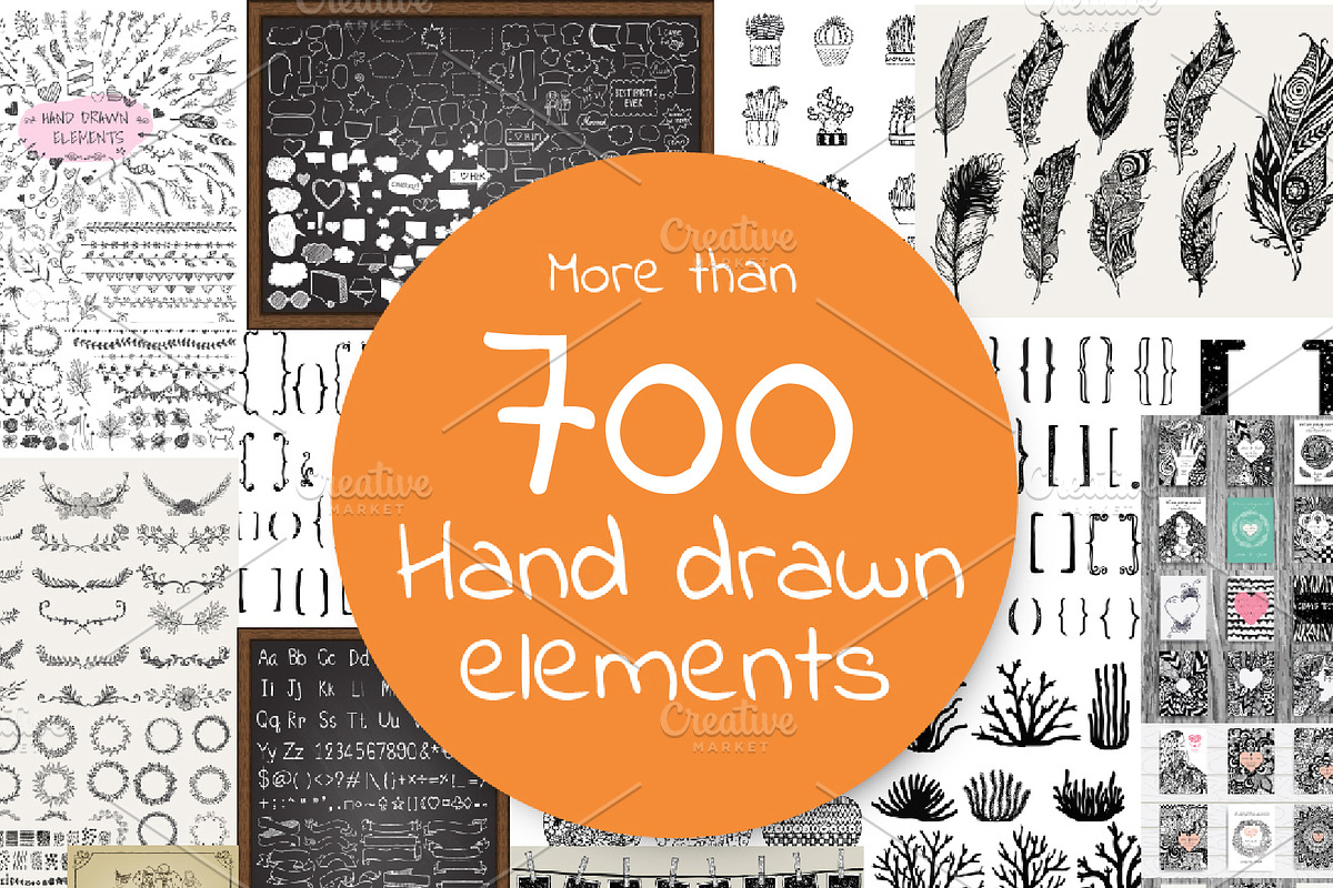 Hand drawn elements bundle, an Object Graphic by Somjai King (Photo 1 of 21)