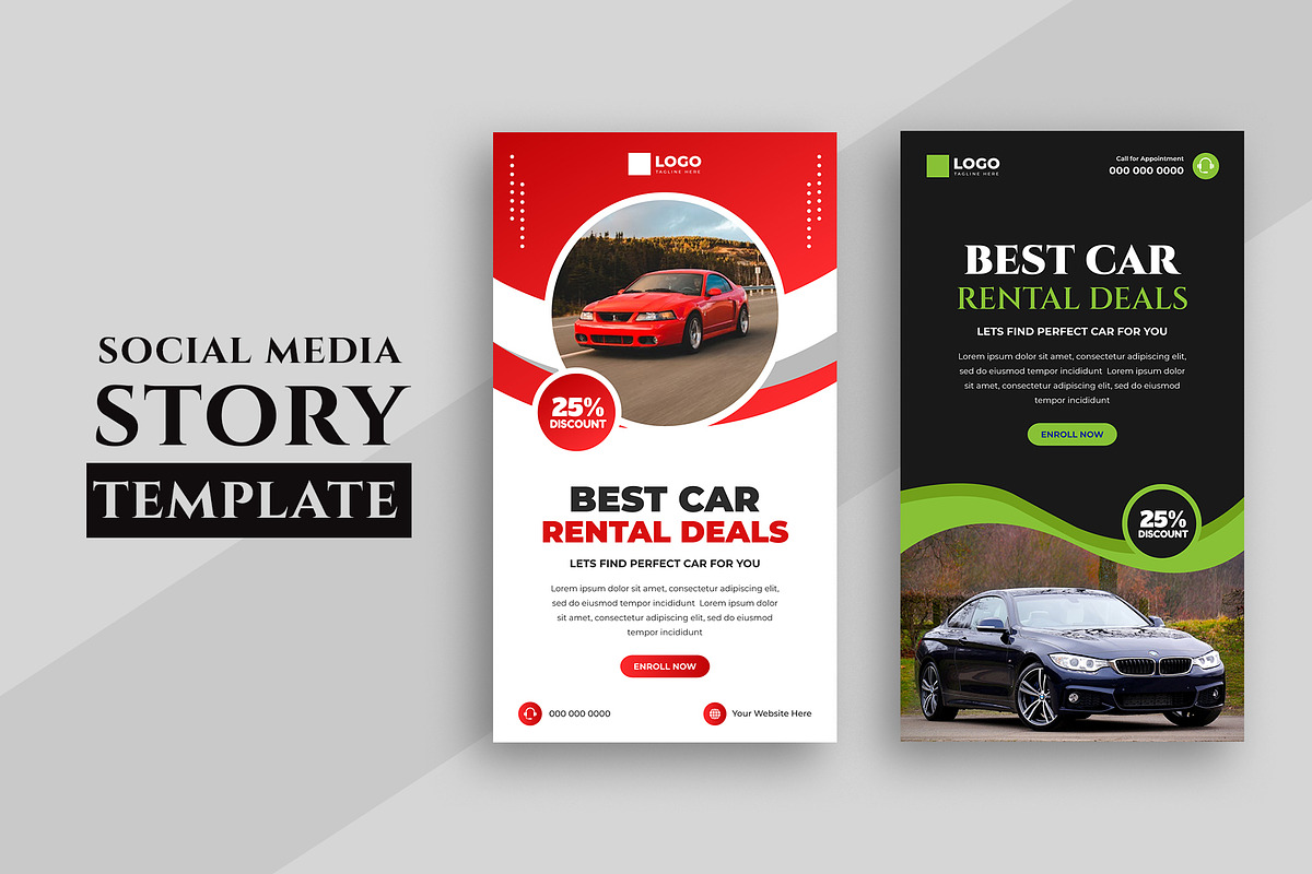 Car Rental Social Media Stories, a Social Media Template by nandinigraphics