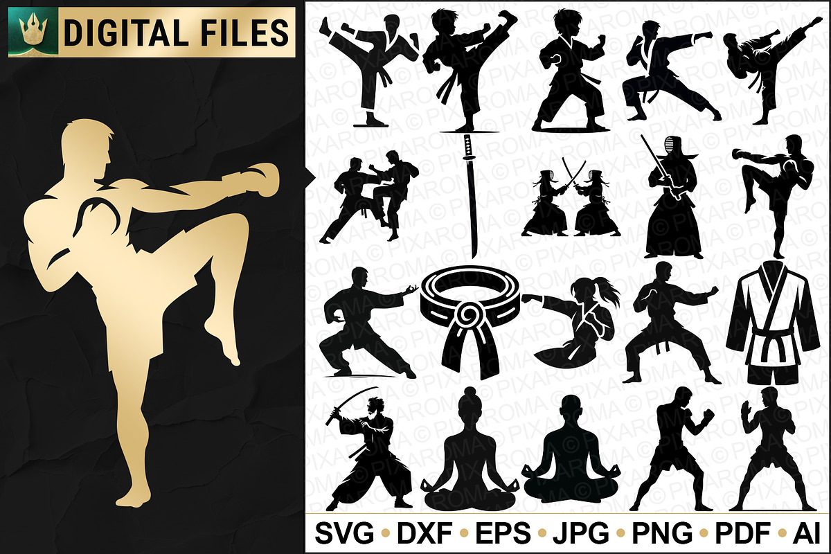 100 Self Defense and Martial Art SVG, a Person Illustration by pixaroma (Photo 5 of 6)