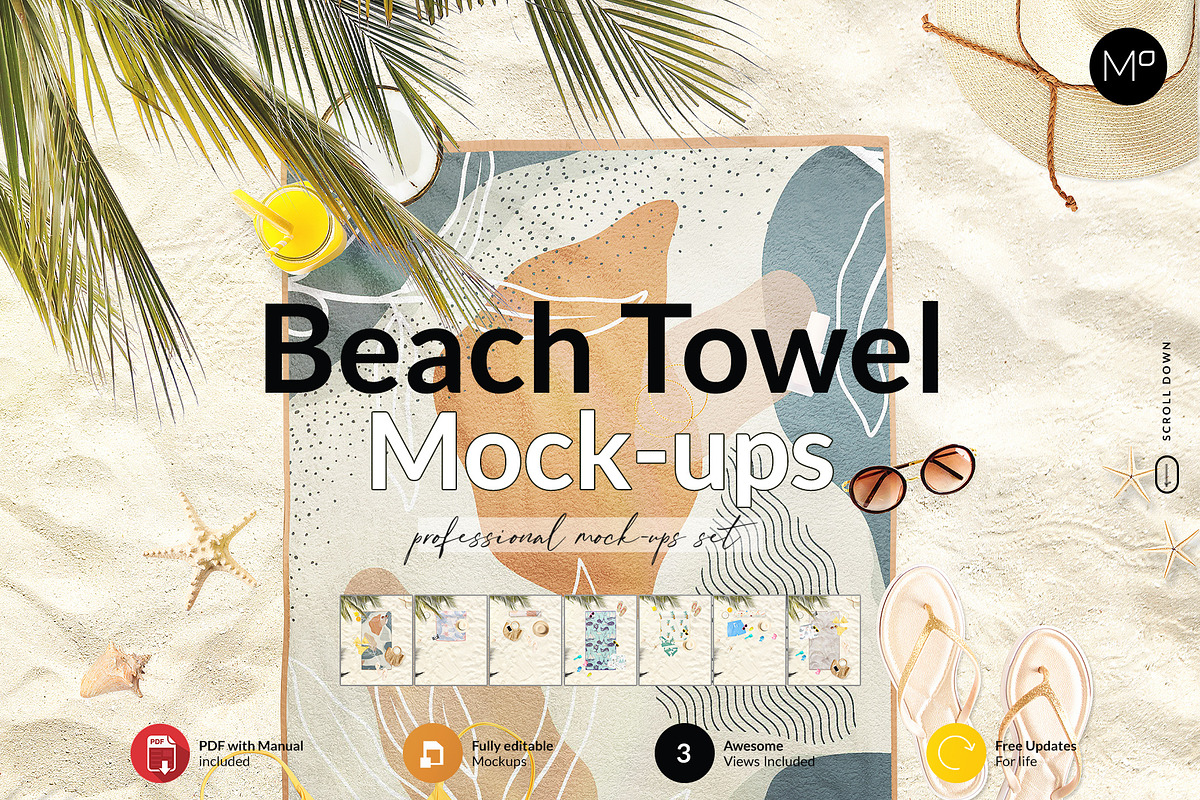 Beach Towel 3x Mock-ups, an Apparel Mockup by Mocca Mockups Store (Photo 2 of 5)