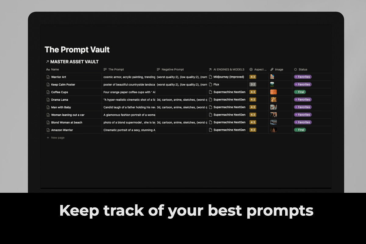AI Image Prompt Notion Template, an App Template by AlienProduction (Photo 2 of 6)