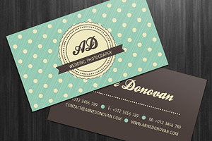 Retro Business Card With Polka Dots