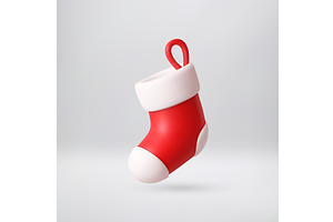 Red Christmas stocking with white, an Object Illustration by Abscent