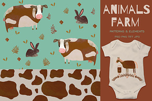 Animal Farm Watercolor Patterns