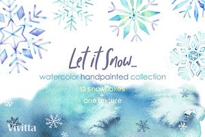 Watercolor snowflakes, Christmas