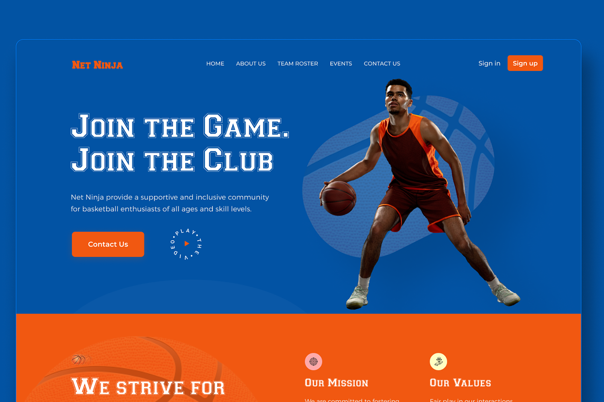 Basketball Sport club Landing page, a Landing Page Template by Sujun Baidyaa (Photo 2 of 4)