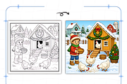 Christmas on the Farm Coloring Pages, a Seasonal Illustration by Design Station (Thumbnail 2 of 8)