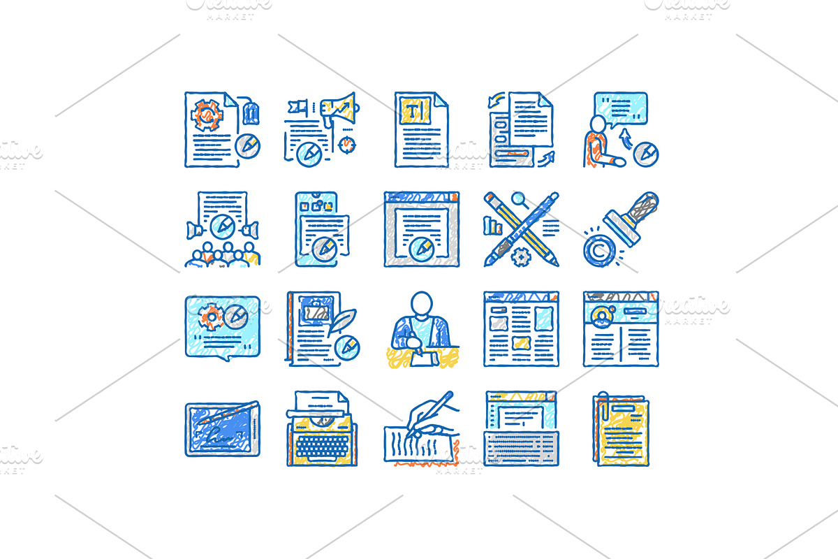 Copywriting Content Strategy Icons, an Object Illustration by pikepicture