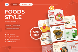 Foods, Groceries, Canva Templates